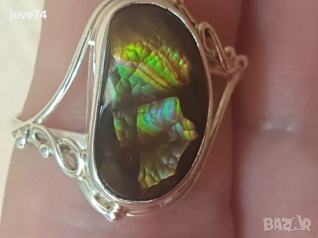 СРЕБЪРЕН ПРЪСТЕН С ОГНЕН АХАТ (МЕКСИКО) 5.85 кт., снимка 2 - Пръстени - 50722443