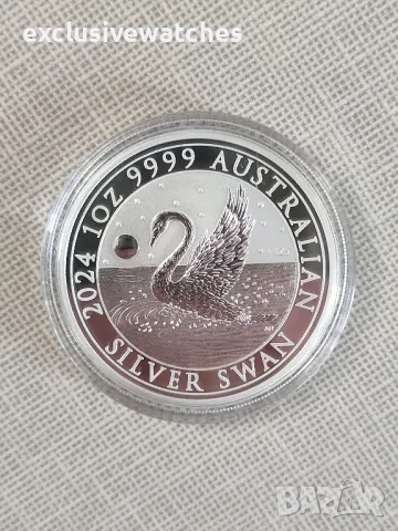 1 унция сребърна монета Австралия Лебед 2024 , снимка 6 - Нумизматика и бонистика - 47547354