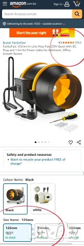 Ф100, Ф125, Ф150 Канален/ тръбен вентилатор, двускоростен с до 530 м³/ч, снимка 2 - Други машини и части - 53164988