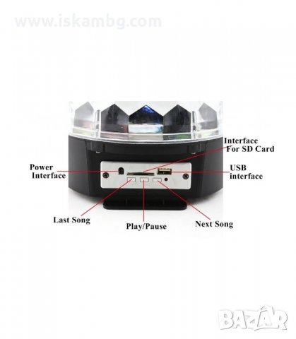 LED ДИСКО ТОПКА С ГОВОРИТЕЛ, BLUETOOTH, USB, MP3 - код 0922, снимка 9 - Bluetooth тонколони - 34065956