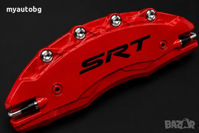 Метални капаци за спирачни апарати SRT – Dodge / Jeep – 4 броя, Червени, снимка 2 - Аксесоари и консумативи - 55914248