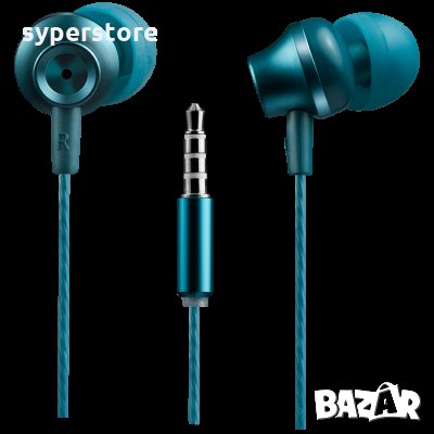 Слушалки с микрофон CANYON CNS-CEP3BG Тюркоазен цвят слушалки тип "тапи"за уши, In-Ear Stereo Earpho, снимка 2 - Слушалки, hands-free - 30459457