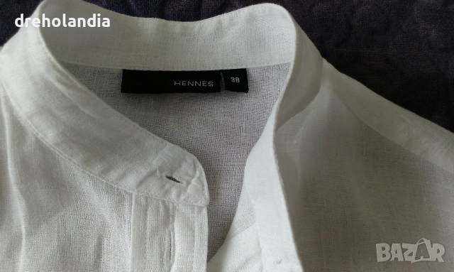 Бяла ленена риза - М, снимка 3 - Ризи - 51500654