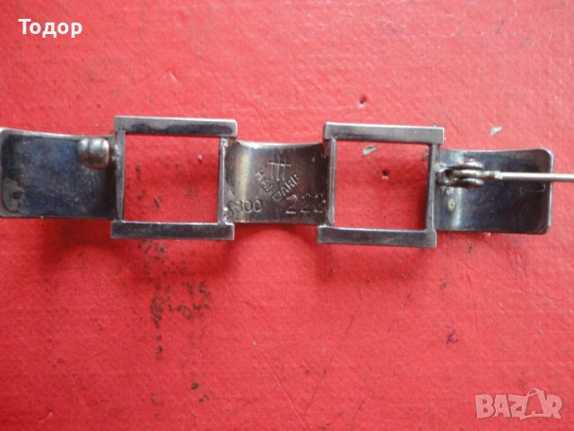 Авторска арт сребърна брошка знак проба 800, снимка 5 - Колиета, медальони, синджири - 40679744