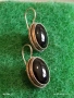 Сребърни обеци инкрустирани с черен ТУРМАЛИН орнаментика винтидж стил 32415, снимка 4