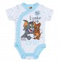 Памучно бебешко боди Tom & Jerry , За момче,  0 - 3 месеца, Бяло/ синьо, снимка 1 - Други - 39626581