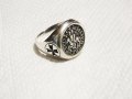 Стар Мъжки сребърен пръстен тамплиерски с ордена sigillvm militum xpisti - Войни на Христа., снимка 2
