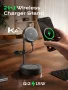 Threekey 15W Qi2 Mag-safe Съвместима безжична зарядна стойка за iPhone и Airpods, черна, снимка 2