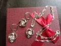 Сребърен комплект колие и обици , снимка 1