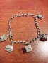 Немска сребърна гривна с талисмани, снимка 1 - Колекции - 31247549