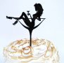 Дама лейди момиче в коктейлна чаша черен пластмасов топер украса торта рожден ден моминско ергенско, снимка 1 - Други - 37400943