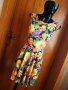 Флорална къса разкроена рокля с гол гръб С/М, снимка 2