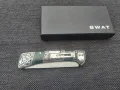 Сгъваем фосфоресциращ нож,дамаска стомана с гравирана дръжка SWAT, снимка 7