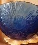 Голяма синя стъклена фруктиера, снимка 3