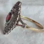 Уникален пръстен с гранат. Сребро с позлата., снимка 3