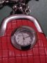 Модерен ключодържател кожена чанта с часовник и пискюл много красив - 17803, снимка 2