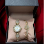 Елегантен комплект часовник и гривна с камъни цирконий, снимка 1 - Бижутерийни комплекти - 44525877