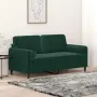 vidaXL 2-местен диван с възглавници тъмнозелен 140 см кадифе, снимка 2
