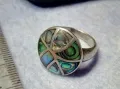 ПРЕКРАСЕН ВИНТИДЖ АРТ СЕДЕФЕН СРЕБЪРЕН ПРЪСТЕН СРЕБРО 925 с РЪЧНО ИНКРУСТИРАН КРАЛСКИ СЕДЕФ 47534, снимка 10