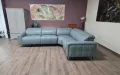 Сиво - син кожен ъглов диван "Marvella", снимка 2