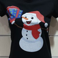 Нова дамска коледна тениска с дигитален печат Снежко, Снежен човек, снимка 2 - Тениски - 31116106