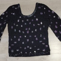 Блузка с пайети и мъниста , снимка 1 - Блузи с дълъг ръкав и пуловери - 42643483