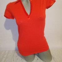  Червена блуза със сатенена яка Esprit р-р М , снимка 1 - Тениски - 31456586