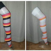Дамски чорапи на мрежа  райе в различни цветове , снимка 1 - Бельо - 42459763