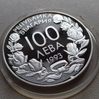 100 лева 1993 - Бобслей  * България - Сребро, снимка 3 - Нумизматика и бонистика - 44296341