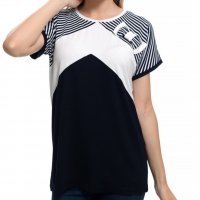 Дамска елегантна моряшка блуза с къс ръкав и панделка, снимка 9 - Тениски - 30313549