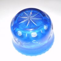  Синя Стара Бохемия Кристално Стъкло Купа, снимка 6 - Антикварни и старинни предмети - 35282724