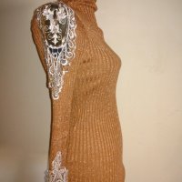 Дамско поло с дантела  и ламе , снимка 2 - Блузи с дълъг ръкав и пуловери - 34520379