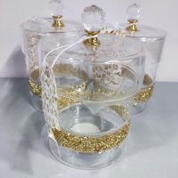 Буркани стъклени с декорация , снимка 1 - Декорация за дома - 44353295
