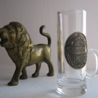 чаша с дръжка - рюмка водка герб кръст метал и стъкло, снимка 5 - Антикварни и старинни предмети - 30595289