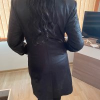 Черно кожено манто, размер М, снимка 7 - Палта, манта - 38895984