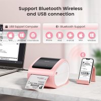 Нов Термален принтер за етикети в розов цвят с Bluetooth, снимка 6 - Друга електроника - 42777428