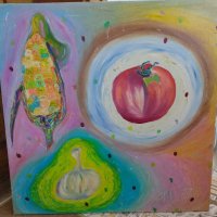 "Кукуруз, домат и чесън", снимка 1 - Картини - 16806560