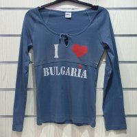 Нова дамска блуза с дълъг ръкав и трансферен печат I Love Bulgaria (Аз Обичам България), снимка 6 - Блузи с дълъг ръкав и пуловери - 29608607
