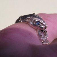  стар сребърен пръстен с животинче и камъни - красота за твоята ръка, снимка 5 - Пръстени - 36844356
