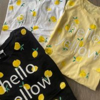 Тениска със лимони и надпис Hello Yellow във жълт цвят, снимка 4 - Тениски - 29288950