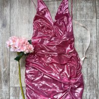 Wow нова клубна парти коктейлна официална рокля с етикета House металически лилаво розов отблясък , снимка 1 - Рокли - 38655326