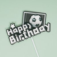 Happy Birthday Сет Футбол Футболни топер топери картон украса декор за торта рожден ден, снимка 2 - Други - 38099786