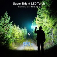 Светодиодно фенерче Blukar, акумулаторно, супер ярко фенерче с регулируем фокус, 4 режима на осветяв, снимка 13 - Къмпинг осветление - 42211953