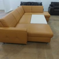 Оранжев кожен ъглов диван "Model 5699" с функция сън, снимка 2 - Дивани и мека мебел - 39329906
