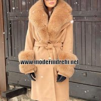 Дамско палто алпака кашмир и лисица код 404, снимка 1 - Палта, манта - 35653733