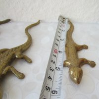 4 бр колекция гущер саламандър влечуго рептилия месинг бронз метал, снимка 2 - Статуетки - 29741896