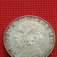 Сребърна монета 5 дойче марки 1969г. 150г. От рождението на Теодор Фонтани 39628, снимка 6 - Нумизматика и бонистика - 42756115