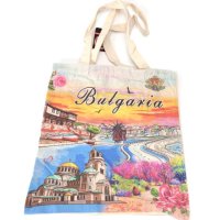Сувенирна чанта, текстилна - тип пазарска - декорирана със забележителности от България 33см Х 37см, снимка 2 - Други - 44396589