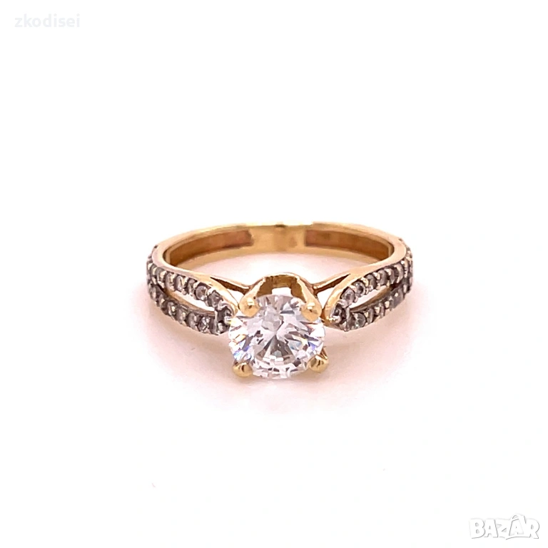 Златен дамски пръстен 1,81гр. размер:47 14кр. проба:585 модел:36354-1, снимка 1