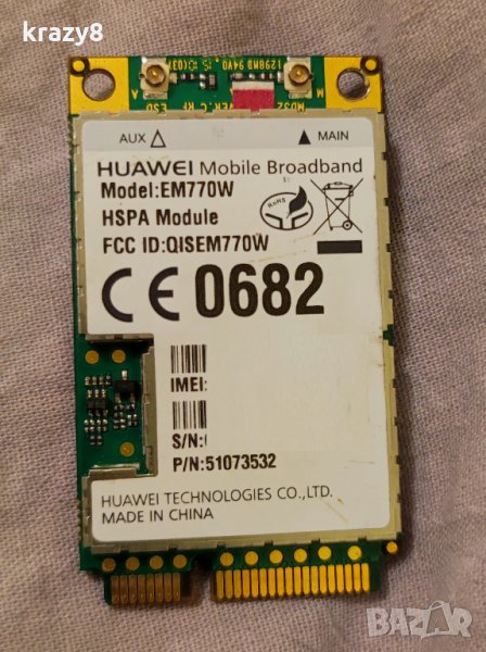 Huawei EM770W 2G 3G WWAN WLAN Wireless WIFI Card Module HSUPA HSDPA GPRS Mini PCIE, снимка 1